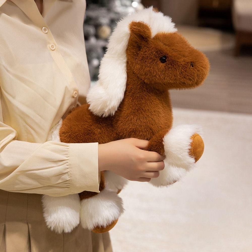 Standing Pony Plush Toys Long Mane Cartoon Horse Stuffed Toy Foal Plush Doll Easter Gifts