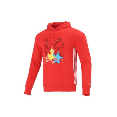 adidas Felpa con cappuccio sportiva casual con stampa animalier da uomo rossa HD7295