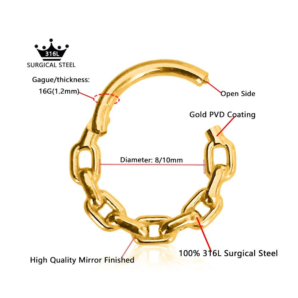 Nasenring aus Edelstahl 316, nahtloser Ring, geschlossener Ring, Nasenseptumring, einfarbiger spitzer Kegel Piercing-Ohrring, runder p