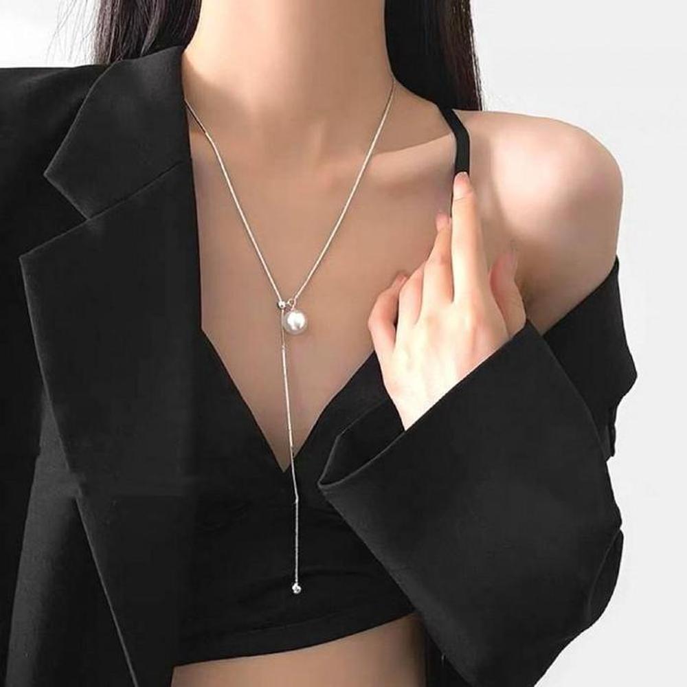 

[Onoma] Onm Pearl Necklace Long Summer Jewelry Necklace Point Drop Chain (33111508)