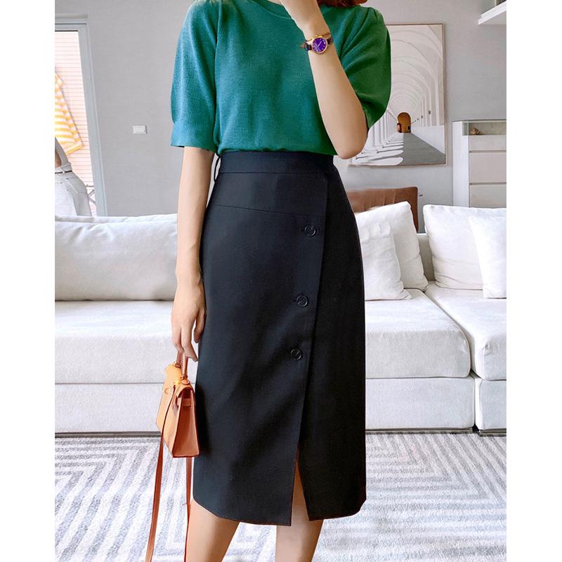 

Элегантная юбка с разрезом на весну и осень для шикарных поездок на работу Medium