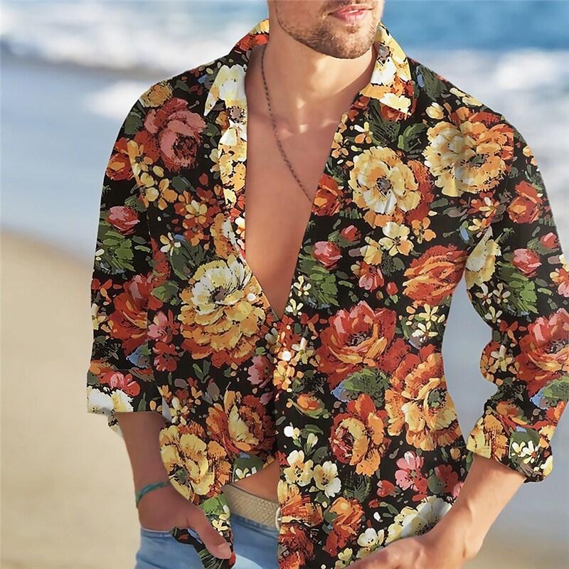 Men's Shirt Hawaiian Floral Butterfly Color Spring Summer Fashion Trend Hot Sale Leisure Outdoor Vacation Plus Size