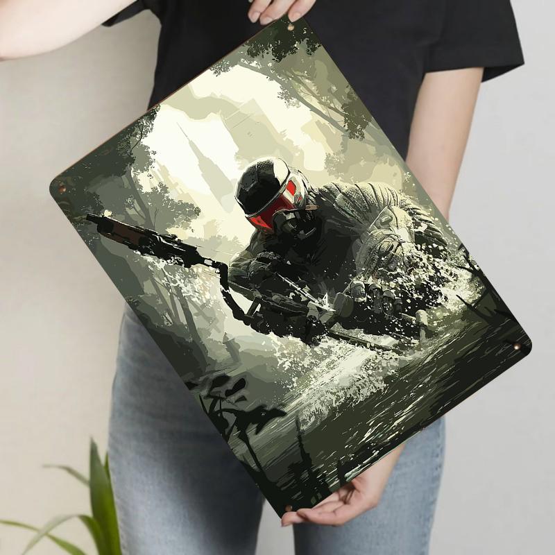 Modern Art Metal Wall Decor Game Theme Soldier Jungle Battle Scene Home Decoration