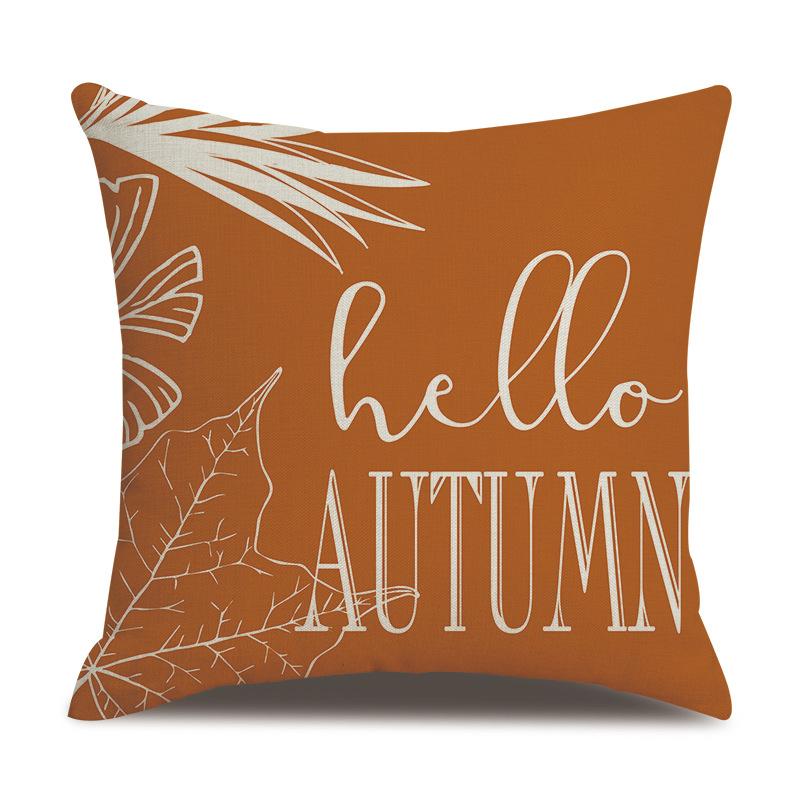 Thanksgiving Linen Pillowcase Autumn Pumpkin Print Pillow Cushion Cover