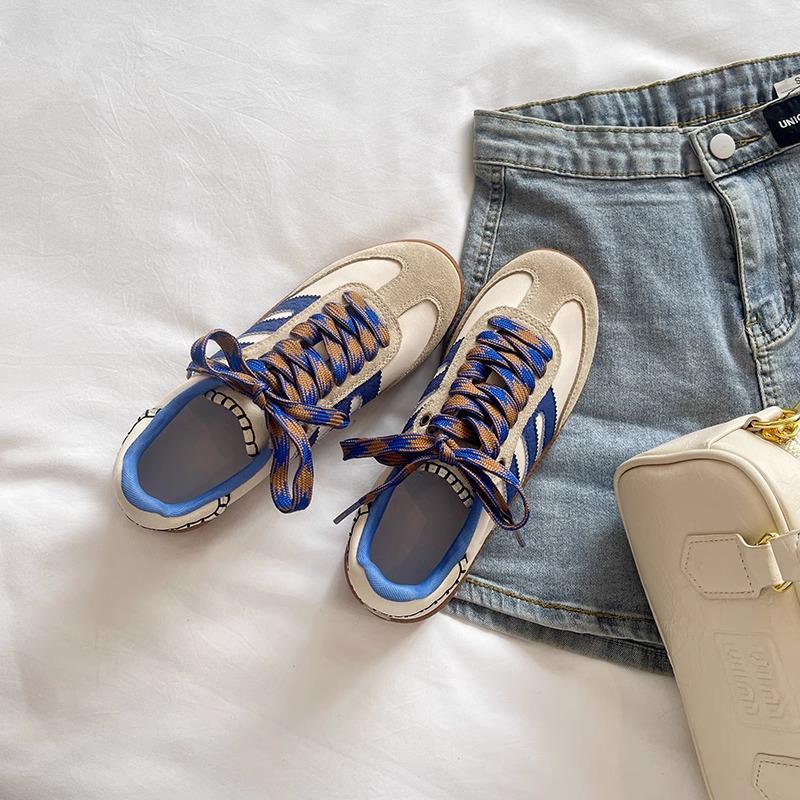 DONGJI Retro Genuine Leather Color Block German Trainer Casual Sneakers - Spring 2025 Edition