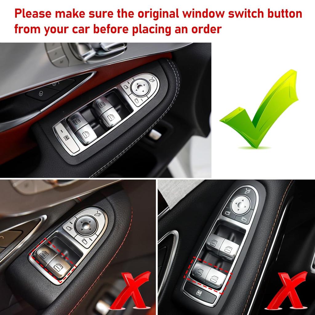 TTCR-II Interior Window Glass Lift Switch Button for Mercedes C Class W205 2015-2021 and GLC Class 2016-2022, 1 Pc Front Left Window Control Power