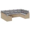 9 Piece Garden Sofa Set In Beige and Light Grey Poly Rattan