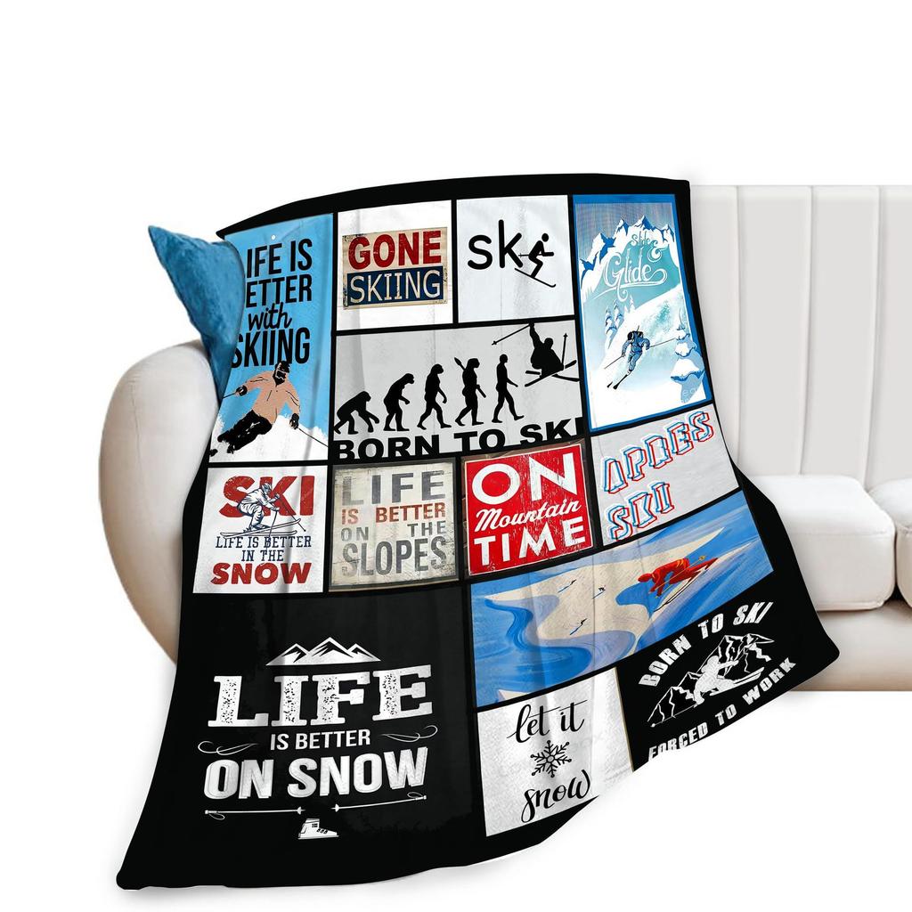 Fishshaped letter pattern digitalprinted polyester Bedroom velvet flannel soft sofa cover blanket Fleece blankets for beds