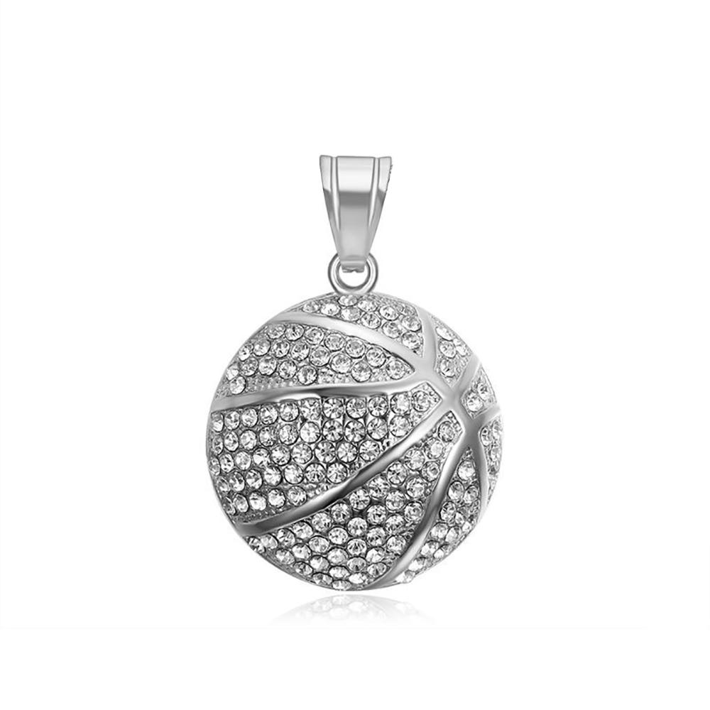 Fashion Stainless Steel Basketball Pendant Charm Men's Necklace Sports Hip Hop Pendant Collar Chains Necklace Jewelry Fans Gift