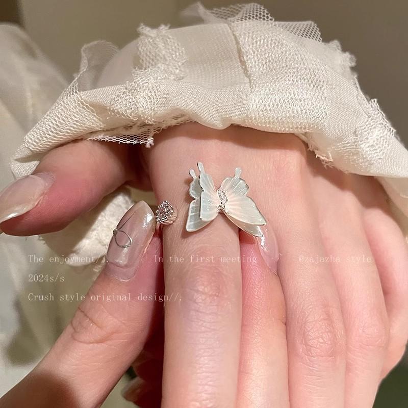 Ins стиль градиентный цвет бабочка zir*****кольцо-перо женское старший возраст сладкое индексный палец кольцо интернет-знаменитость новое кольцо для рук adjustable opening