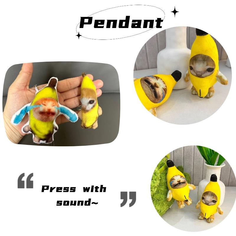 Cute And Soft 20cm Banana Cat Plush Keychain With Sound