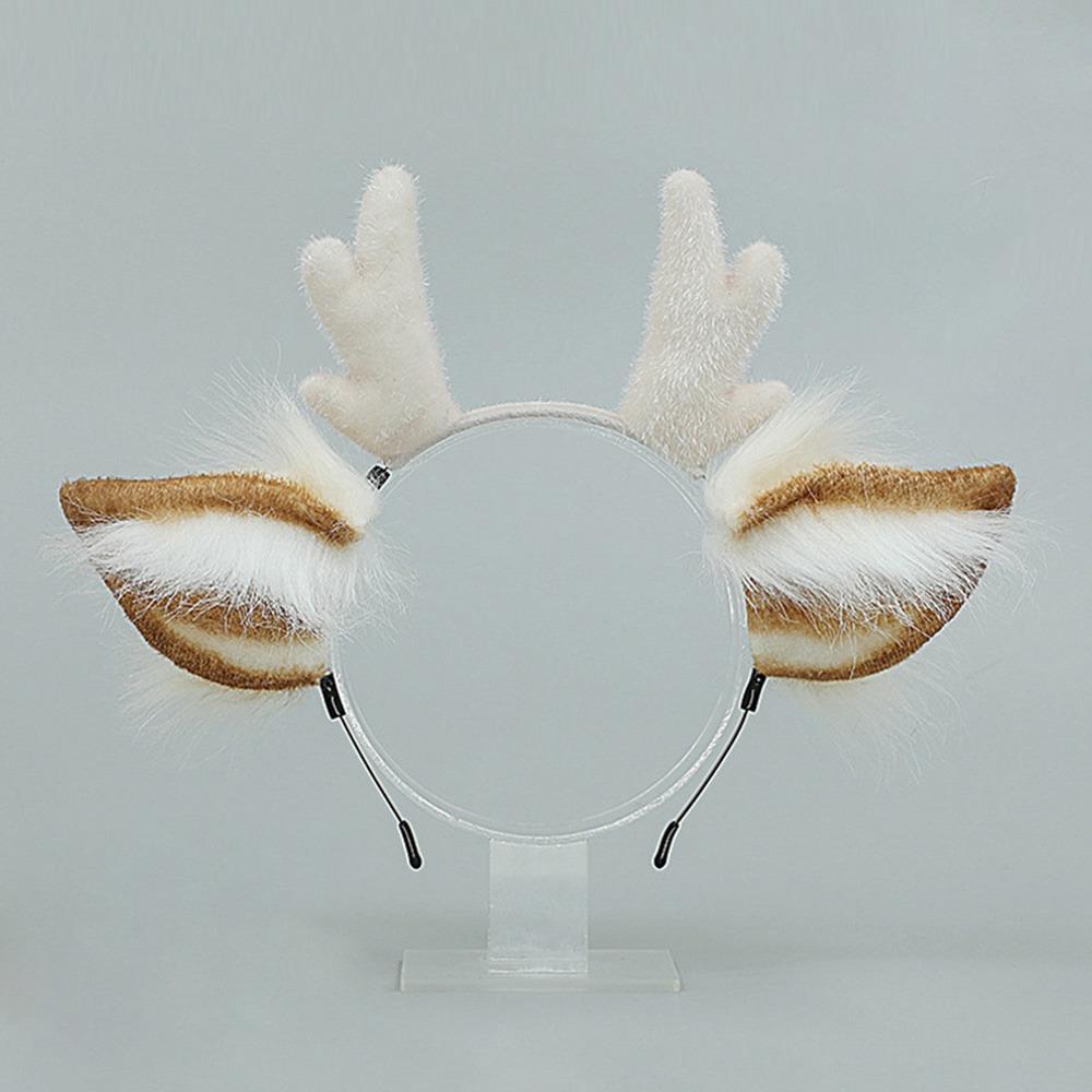 Party Headpiece Reindeer Antler Headband Plush Deer Ears Antler Hair Hoop Head Hoop  for Kids Adult