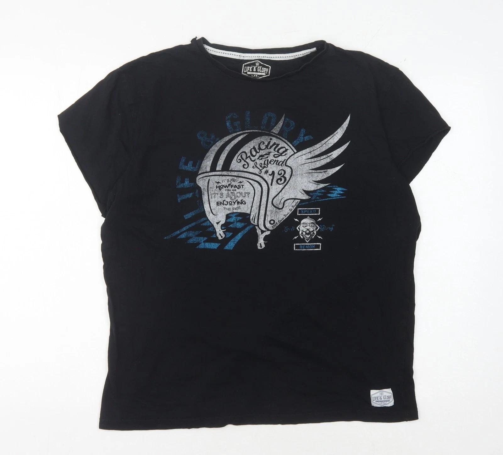 Life & Glory Men s Black XL Motorcycle Graphic T-Shirt L