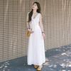 Sleeveless White Bow Long Dress Dress Women's New Great-looking Early Spring Beautiful Beautiful French Waist