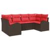 Garten-Sofagarnitur mit Kissen 6-teilig Braun und Rot Poly-Rattan
