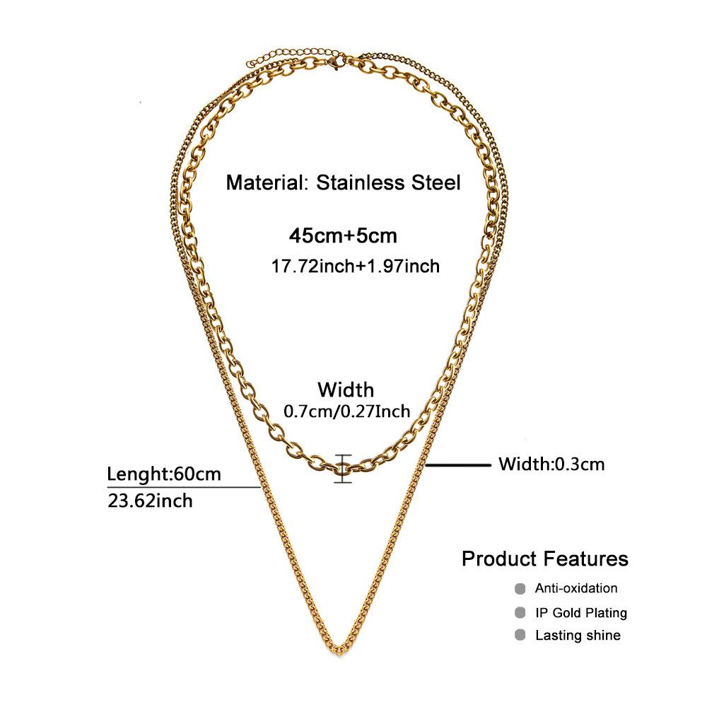 Élégant Collier de Noël Double Couche en Acier Inoxydable pour Femmes