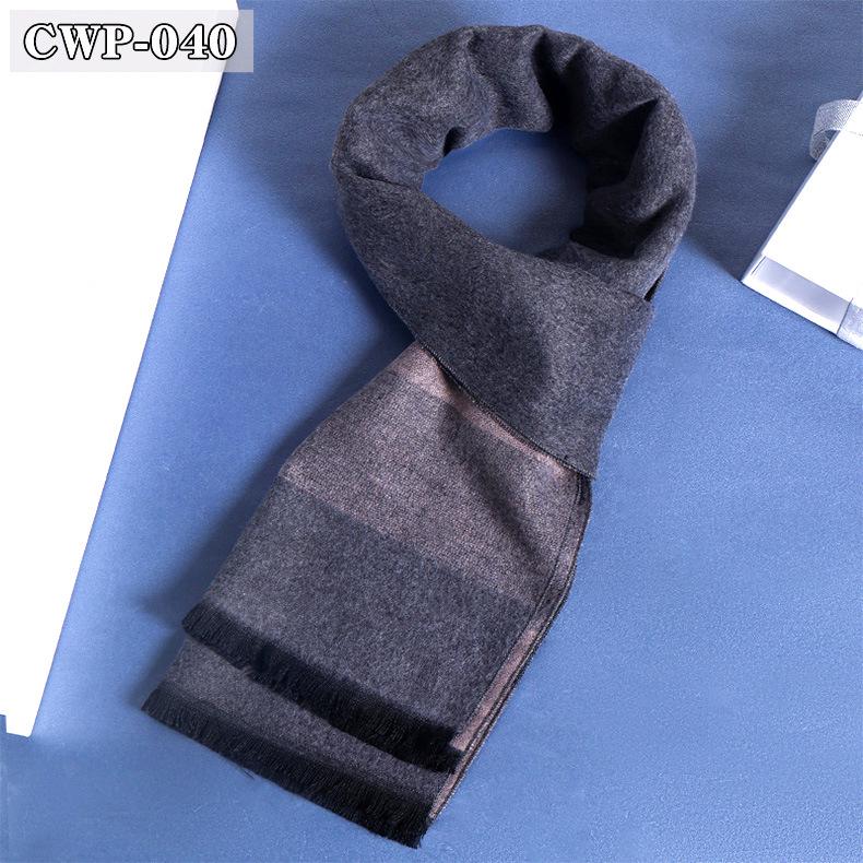 2025 Winter Men's Black Grey Plaid Imitation Cashmere Scarf
