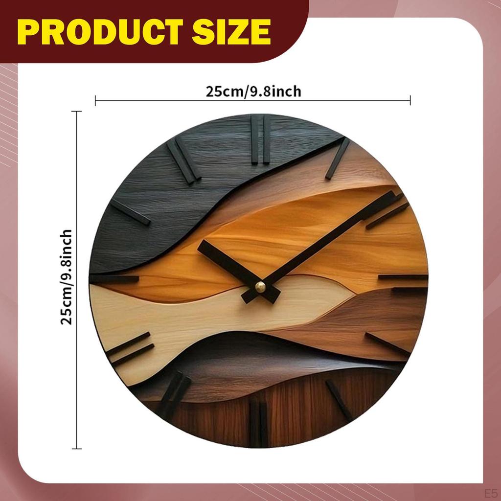 Holz Wanduhr Dekorativ Leise Ornament Geräuschlos für Zimmer Innen Einzugsgeschenk Zuhause