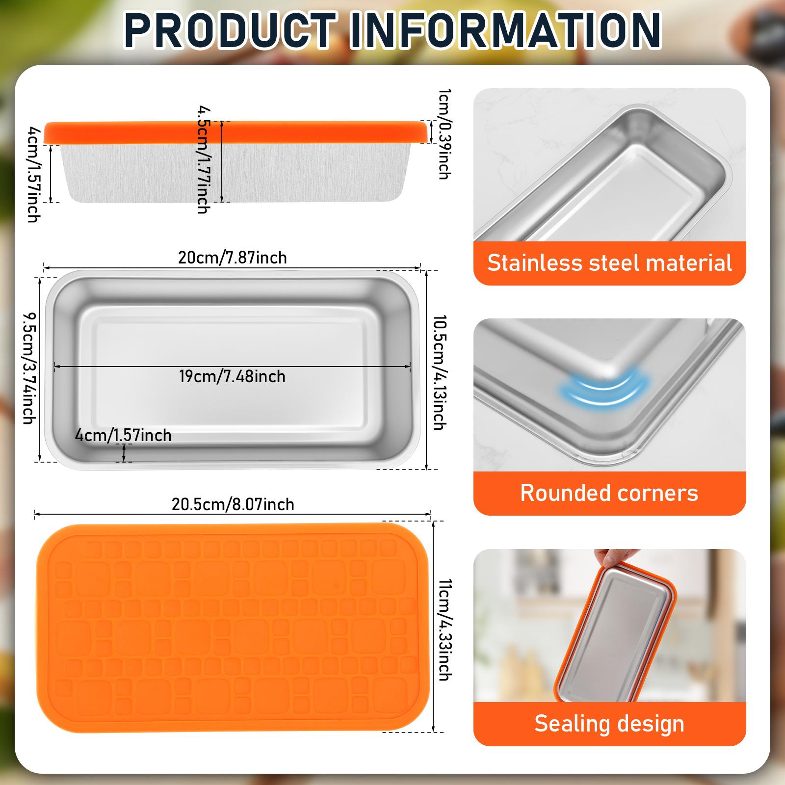 

3Pcs 1/2 Grid Snack Box Stainless Steel Snack Containers with Silicone Lid Portable Food Storage Containers for Sauce Fruits Nut