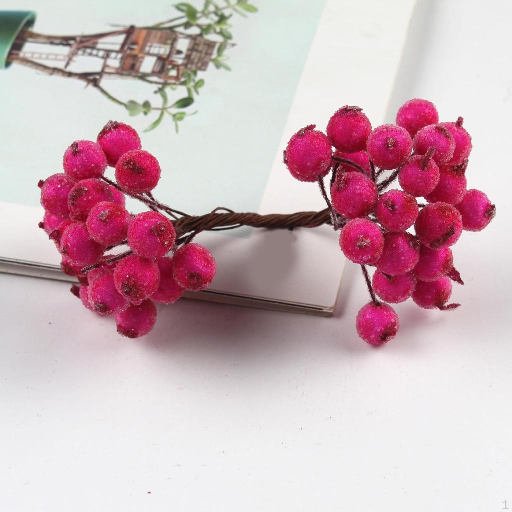 40 Köpfe Künstliche Frosted Holly Beeren Blumenarrangement Gefälschte 20 Draht für Party Handwerk