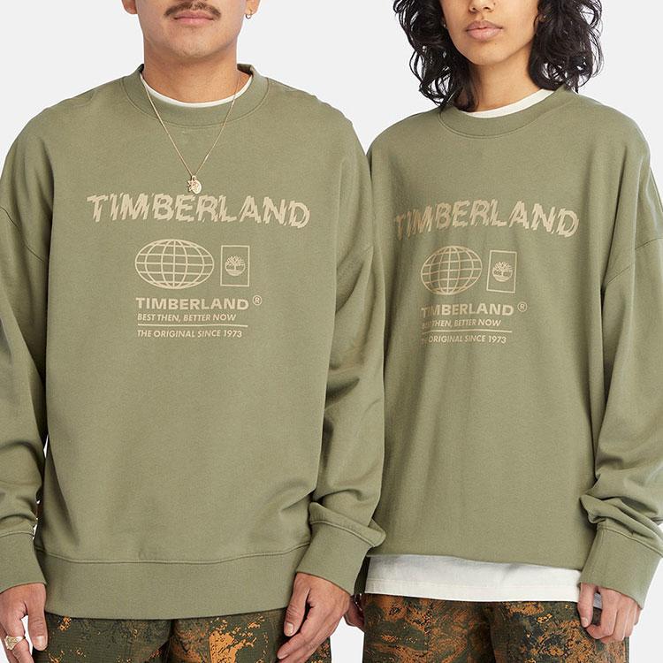 Timberland Letter Print Loose Casual Hoodie Unisex Hoodies Cassel-Green A6QG5-590