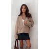 Women's Crew Neck Long Sleeve Cardigan Regular Fit Casual Zip Knit Sweater Solid Color Outerwear
