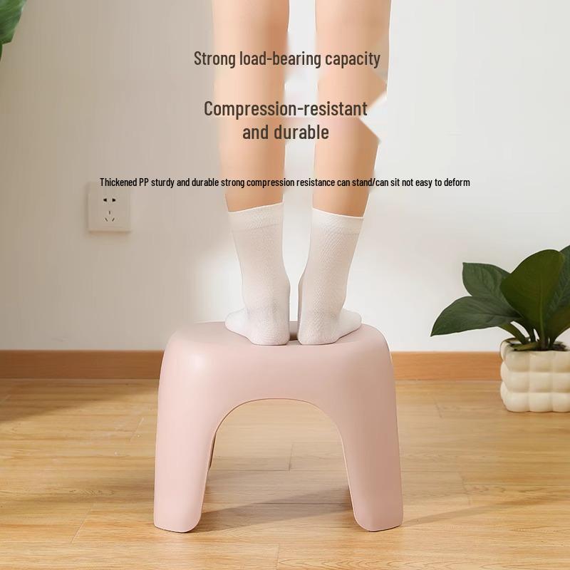 Compact Plastic Stool for Living Room, Kids' Bathroom, or Shoe Changing