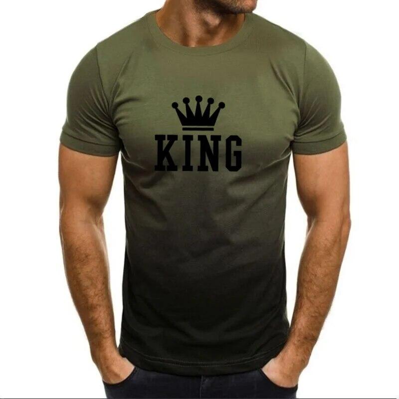 T-shirty w stylu vintage dla mężczyzn list KING Top z nadrukiem graficzny T Shirt ponadgabarytowy O-Neck z krótkim rękawem moda Streetwear odzież męska