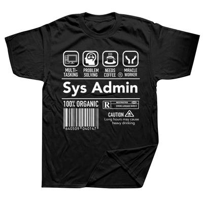 Męski Damski System Komputerowy Administrator Sys Admin SysAdmin Koszulka Bawełniana Odzież Nowość Koszulki Klasyczna Koszulka