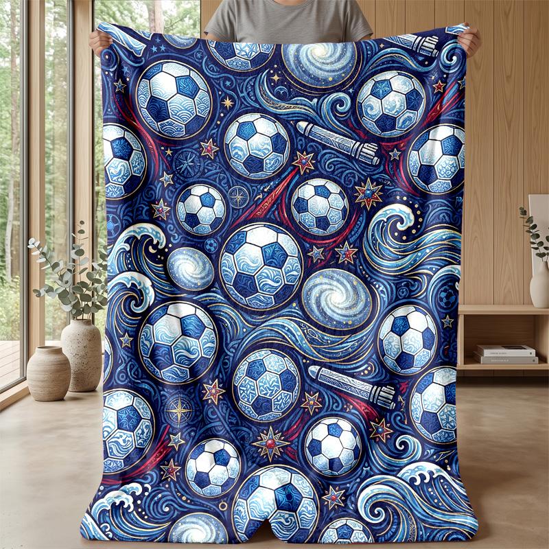 Soccer Ball Dreams Theme Blanket Lightweight Warm Flannel Blanket Decorative Throw Blanket for Home Decoration