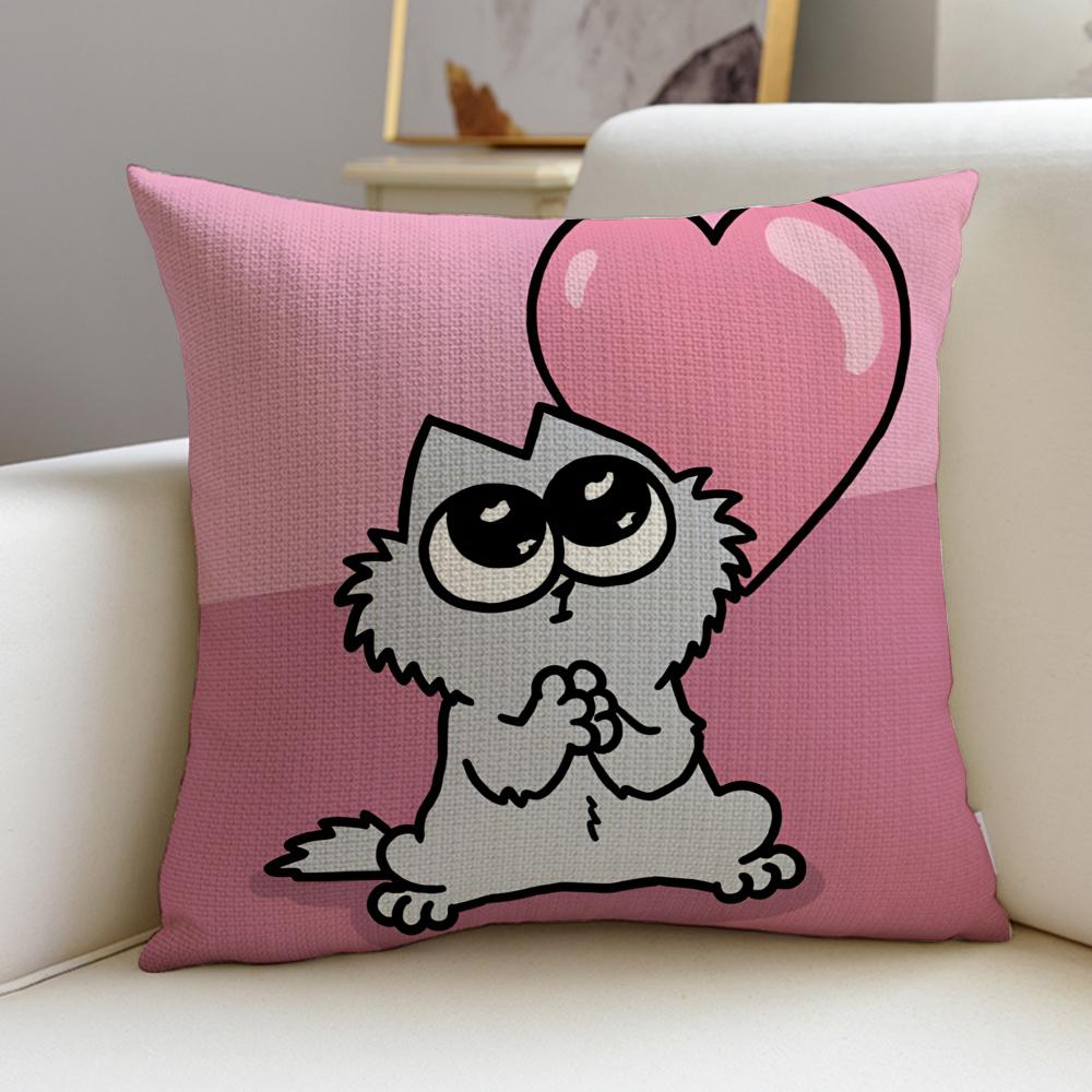 Funny SSimons CatS Cushion Cover Breathable and skinfriendly linen pillowcase square removable and washable cushion