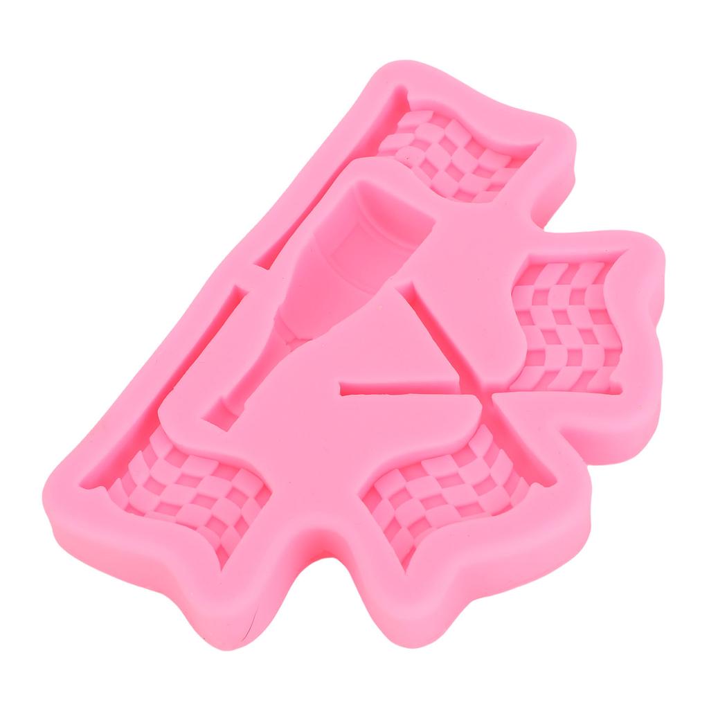 Flagg Fondantform Silikon Racerbiltema Sjokolade Godteri Bakeform Kaketopp Dekorasjon til Gutt Bursdag Leire
