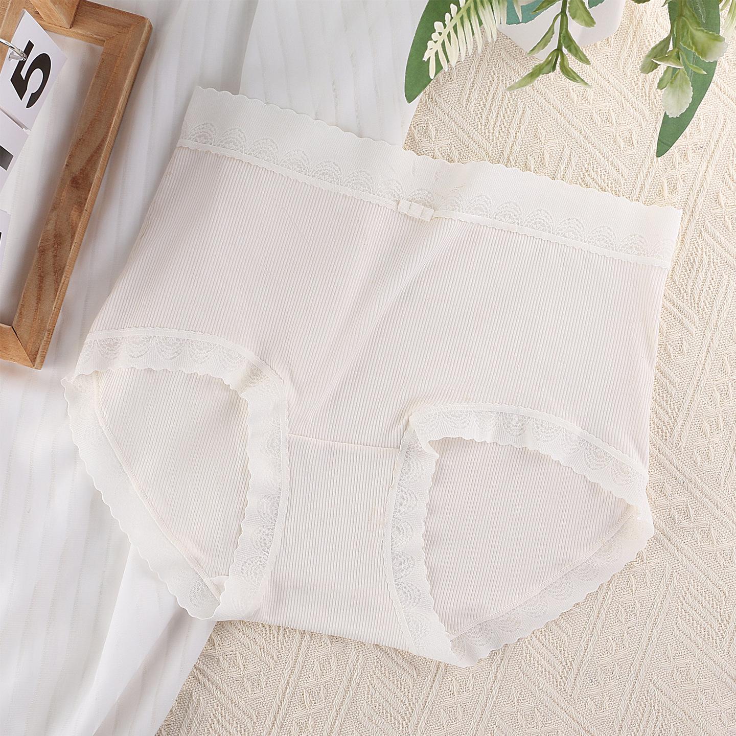 

Ladies Autumn and Winter Warm Pure Cotton New Vintage Lace in The Waist Antibacterial Briefs One size