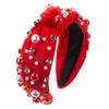 Trendy And Chic Jeweled Wide Top Knot Headband For Fashionable Women Rhinestone Pearl Knot Headbands