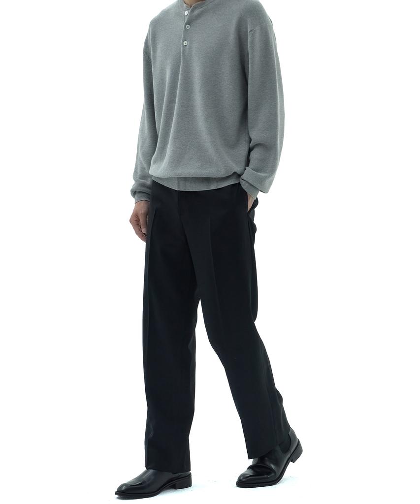 Neibieol Fine Wool No-Tuck Straight Pants - Black
