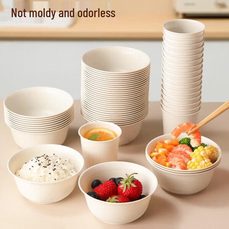Jie Ri Bang Wheat Straw Tableware 7-Piece Set (10-Pack)