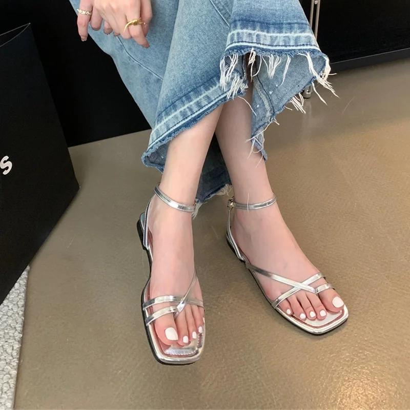 Fashion Women's Sandals Casual Summer Open Toe Light Comfortable Flats  Outdoor Pinch Toe Beach Sandalias