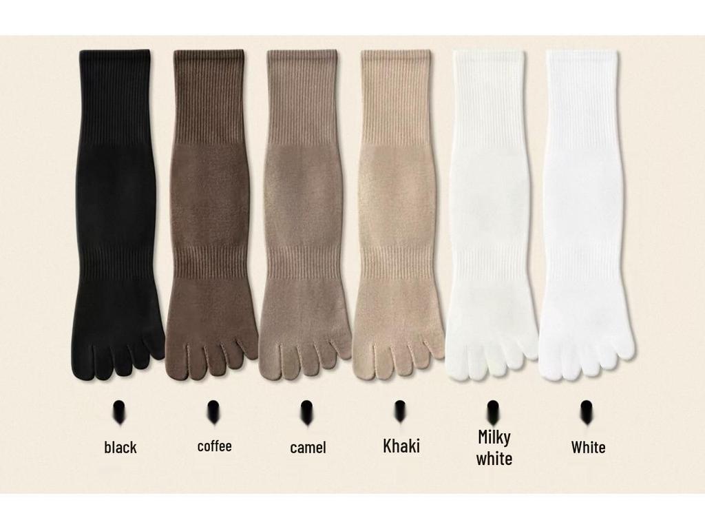 Men's Mid-Calf Five-Toe Sports Socks - Cotton, Anti-Odor, Sweat-Wicking, All-Season