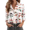 Women's Shirt Blouse Christmas Print Button Long Sleeve Casual Basic Shirt Collar Regular Top