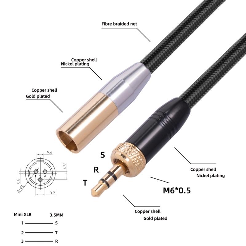 3.5mm to Mini XLR Cable, 1/8 inch Stereo to 3 Pin Mini XLR Male Cord Adapter Connector, Balanced Male Mini-XLR to 3.5mm