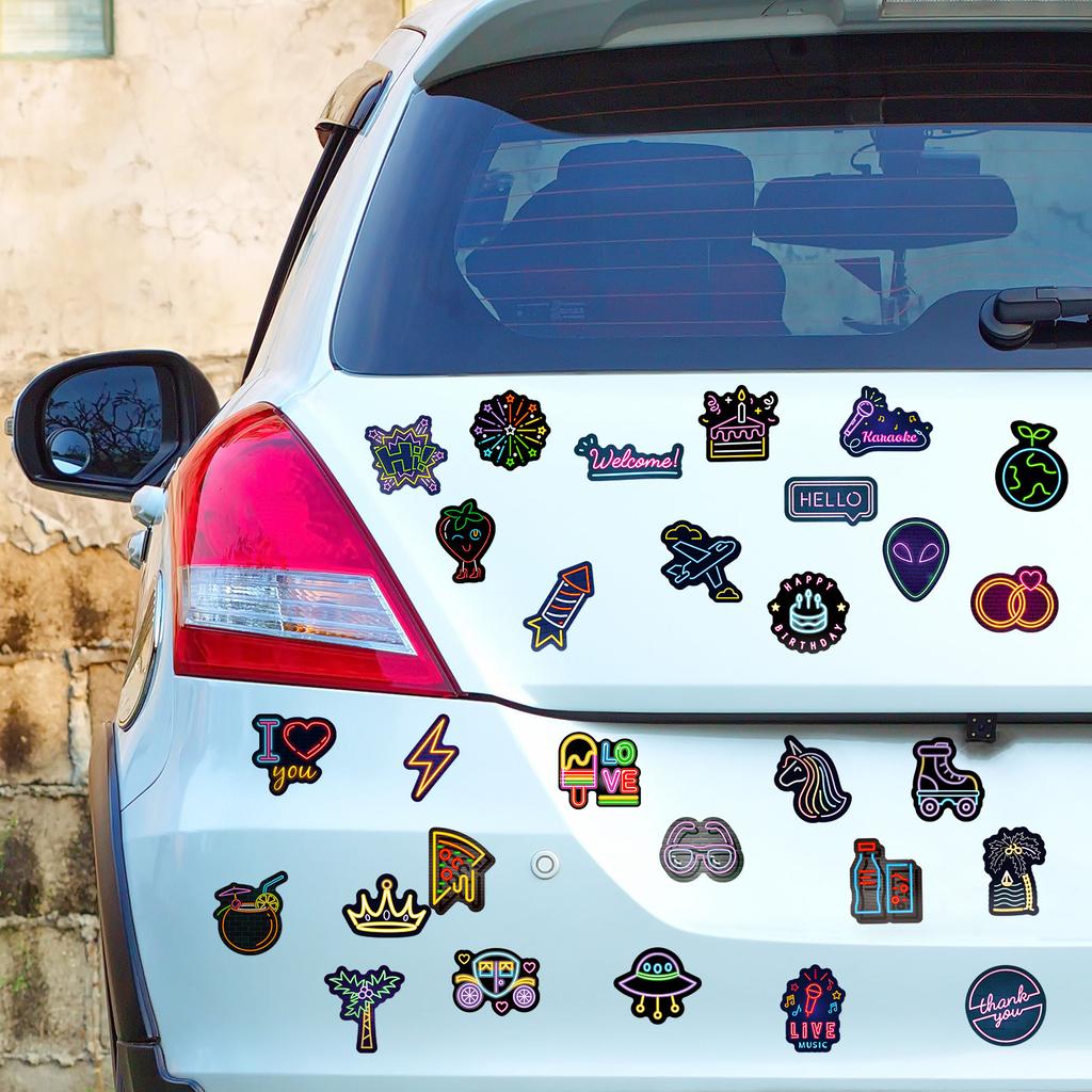 50PCS Waterproof Neon Graffiti Stickers Set for Guitar Skateboard Car Phone Toy Creative Cartoon Decoration Notebook