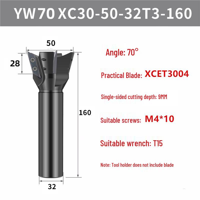 Long-Edge Dovetail Cutter Holder for XCET3004 Milling: 55°, 60°, 75° V-Groove & Disc Bottom Cleaning