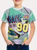 Children Fashion 90s Retro Print T‑Shirt, Boys Nostalgic Cassette Sneaker Geometric Art Short Sleeve Crew Neck Casual Daily Tee