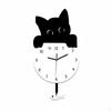 Cat Clock Noiseless Mechanism Wagging Tail Unique Design Home Decoration for Kids