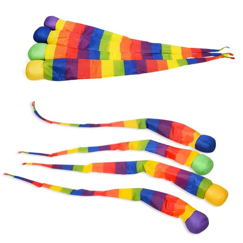 Rainbow Tail Ball Eco-Friendly Fabric Sandbag Meteor Ball Safe Catch Tail Soft Ball Kindergarten School Sensory Training Kid Toy