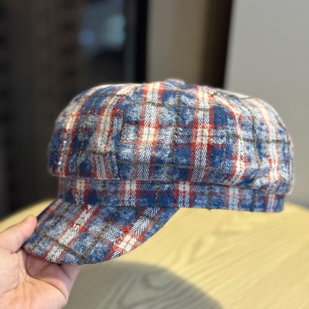 Octagonal Hat for Women Casually Going Out on The Street with Big Head and Face Little Painter's Newsboy Hat Fashionable and Versatile