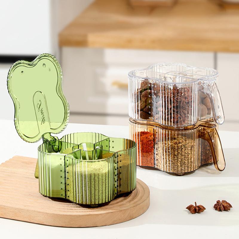 Transparent Seasoning Box Spice Holder Jar Container Travel Kitchen Storage Dry Fresh Safe PP Multi Compartment