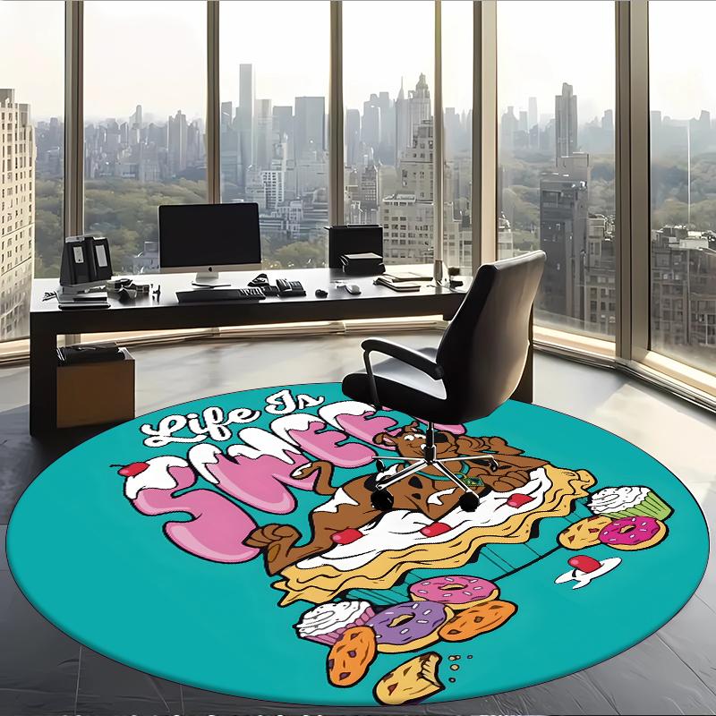 Scooby (23) Round Office Rug Decorative Floor Rug for Office Bedroom Living Room and Home Space