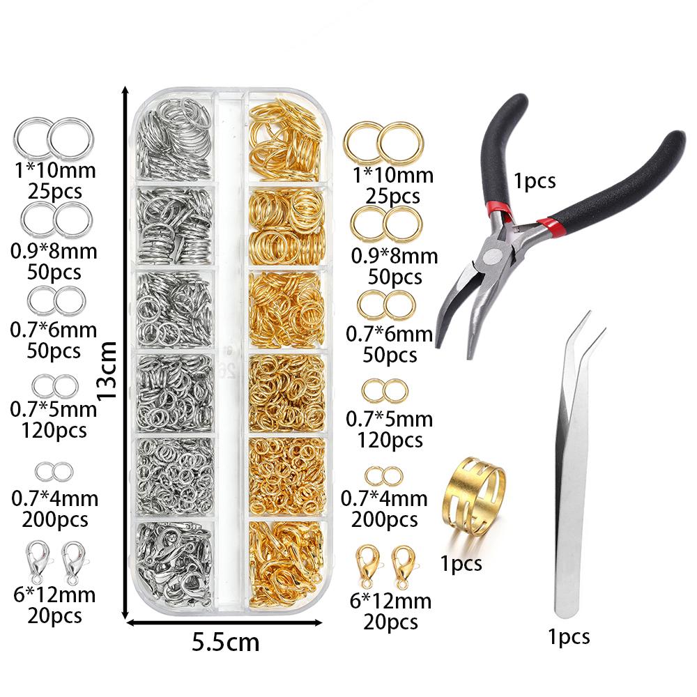 1Box Jewelry Findings Kits Zinc Alloy Open Jump Rings Lobster Clasps for DIY Bracelet Necklace Chain Accessories Making Supplies