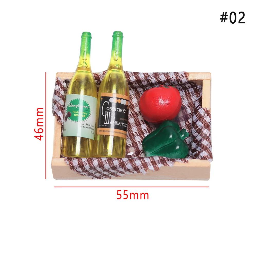 1set Miniature Dollhouse Accessories Simulation Drinks Fruilt Mini Food Toys Mini Wine Bottles Model Set with Box Kitchen Decor